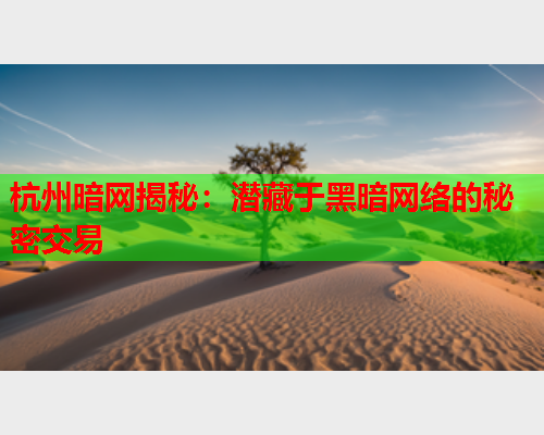 杭州暗网揭秘：潜藏于黑暗网络的秘密交易